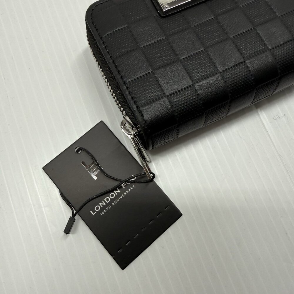London Fog Dahlia Double Zip Wallet Black Check Zip Around NWT - Picture 4 of 9